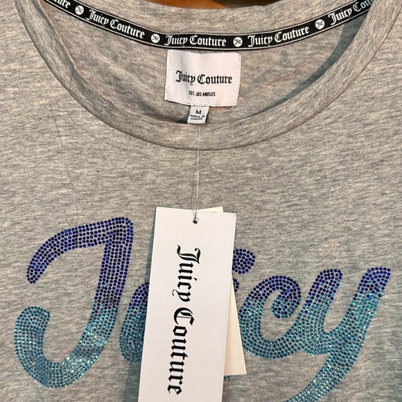 Juicy Couture long sleeve t-shirt lightweight with bling MEDIUM in Gray - New - Picture 4 of 6